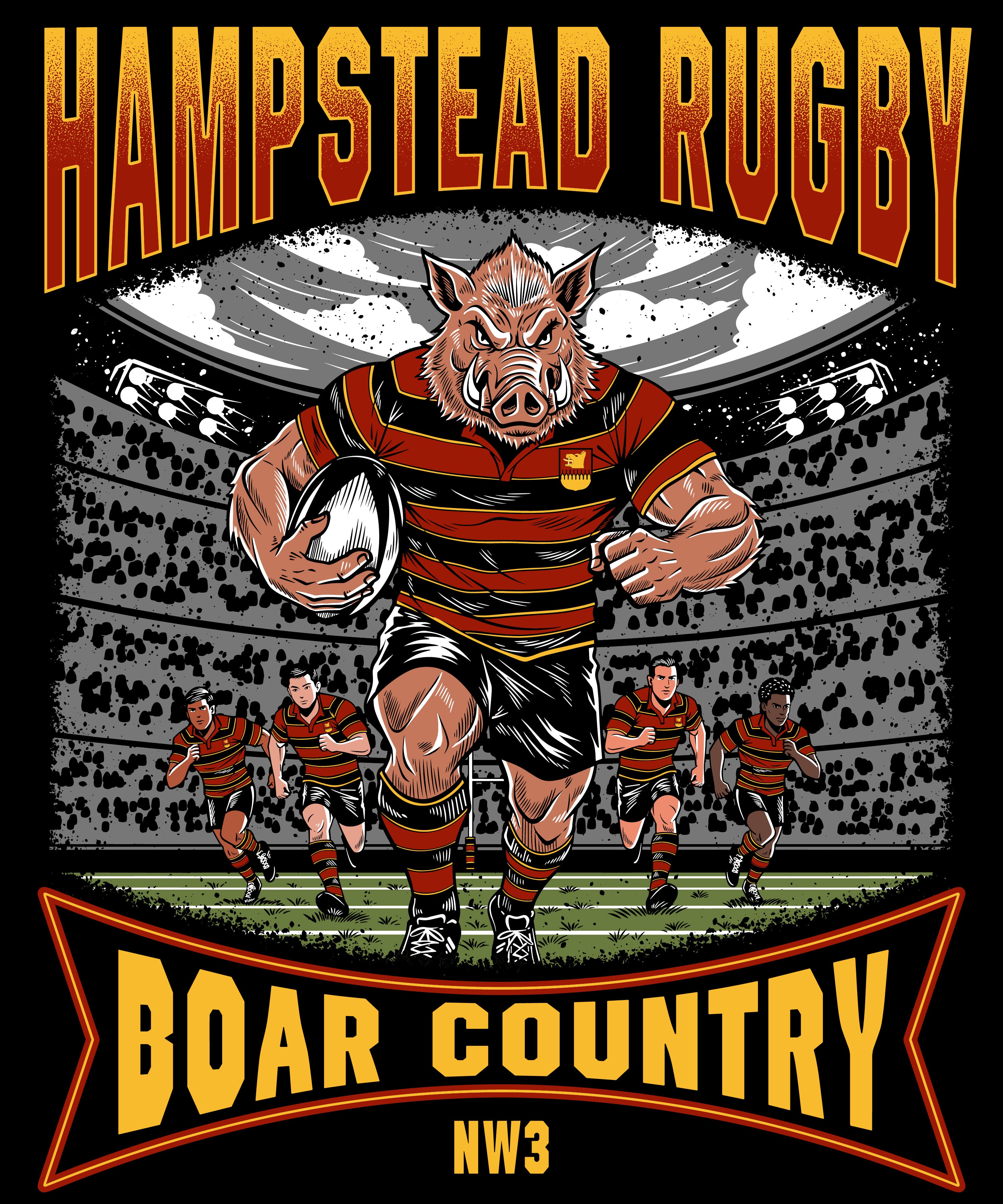 Hampstead Rugby T Shirt - Black